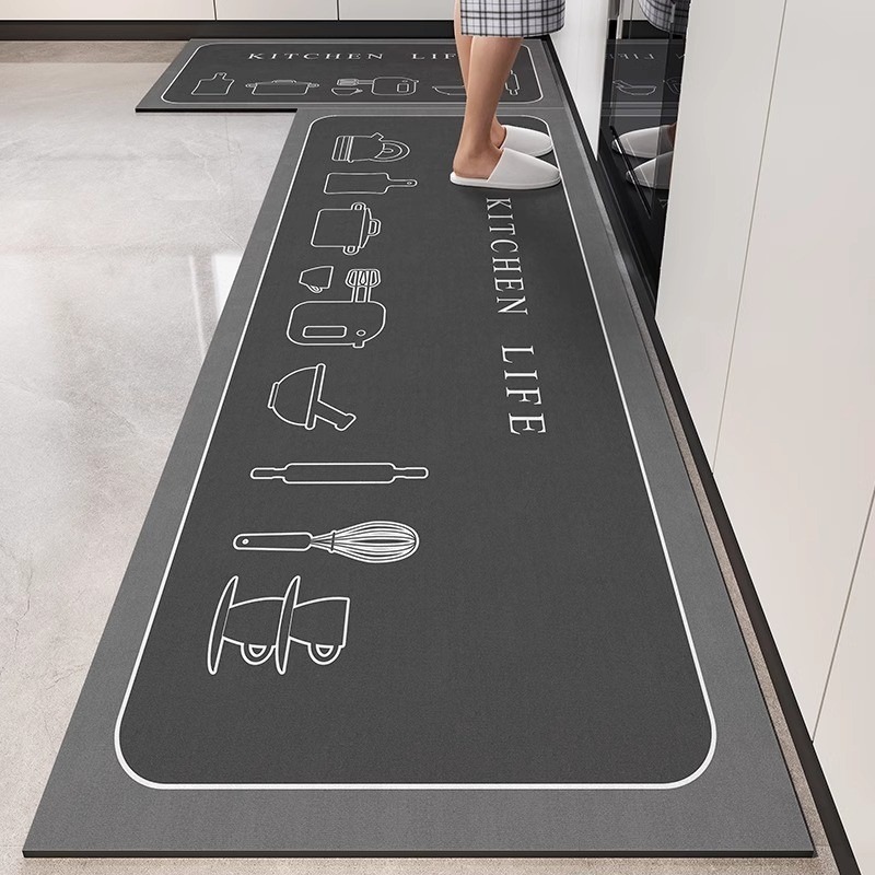 Commercial Kitchen Vinyl - พรมครัว พรมเฉพาะสำหรับห้องครัว กันน้ำและกันน้ำมัน พรมไวนิล เช็ดทำความสะอาดได้ แผ่นรองพื้นกันลื่น