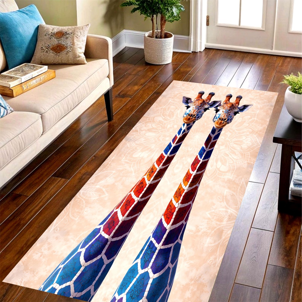 Commercial Kitchen Floor - พรมลายยีราฟไล่เฉดสี พิมพ์ลายสัตว์ป่าแสนน่ารัก ตกแต่งพื้นทางเดิน ห้องครัว และระเบียง