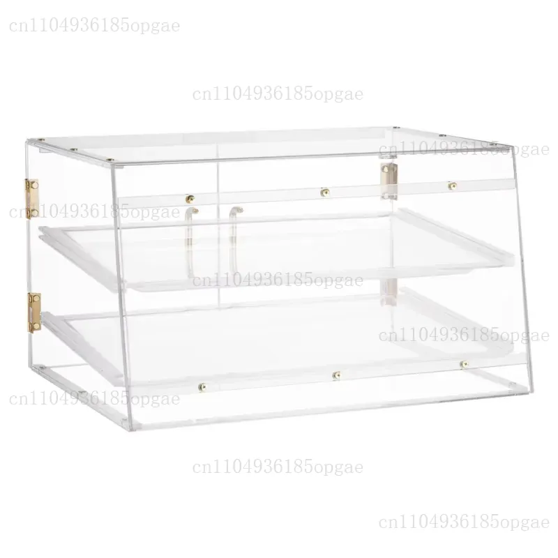 Commercial Kitchen Counter - ตู้โชว์ขนมปังแบบตั้งโต๊ะสองชั้นสำหรับใช้ในเชิงพาณิชย์ ทำจากอะคริลิกใส เหมาะสำหรับใส่ขนมเค้กและขนมปังในครัวหรืองานเลี้ยง เหมาะสำหรับครอบครัว