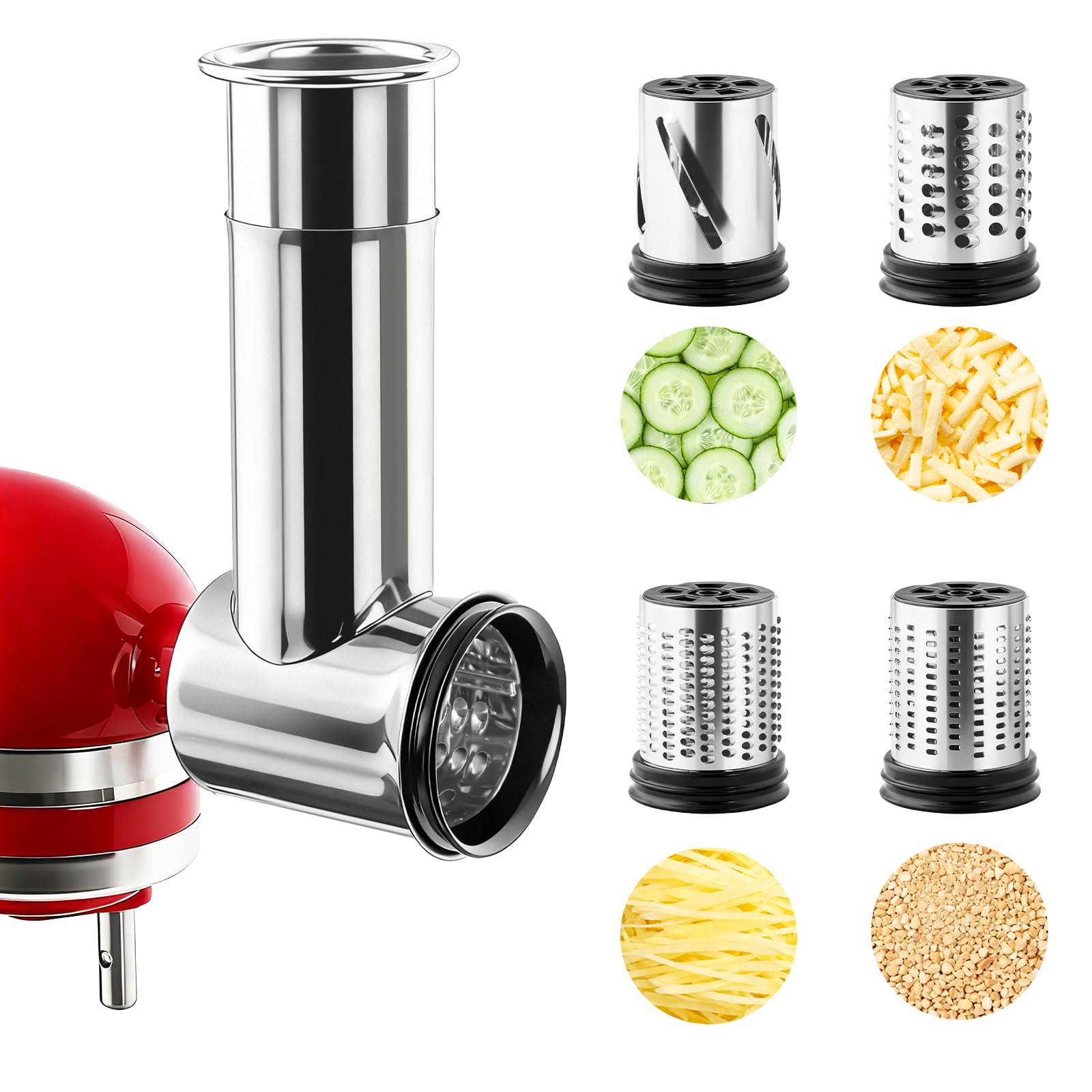Commercial Kitchen Aid Mixer - เครื่องหั่นสแตนเลสสำหรับสไลด์และฉีดชีส อุปกรณ์เสริมสำหรับเครื่องผสมอาหาร KitchenAid, เครื่องทำสลัด, เครื่องบดผง, สามารถล้างในเครื่องล้างจานได้