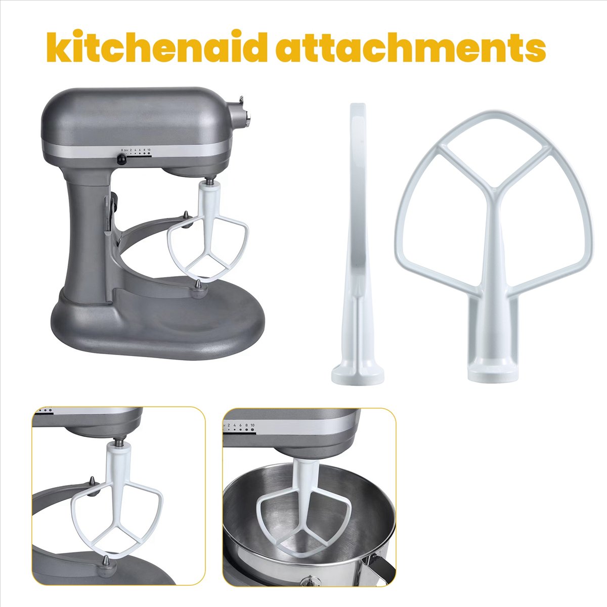 Commercial Kitchen Aid Mixer - ดอยนิ่งส์ K5AB K5SS หัวตีแบบแบนเคลือบสำหรับเครื่องผสมอาหาร KitchenAid, อะไหล่ทดแทนสำหรับเครื่องผสมอาหาร