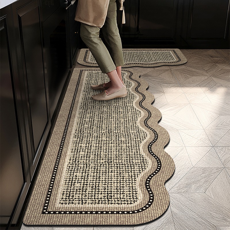 Commercial Kitchen Floor - ห้องครัวแผ่นกันลื่นกันน้ํากันน้ําพรมไม่สม่ําเสมอ Minimalist Line Texture พรมตกแต่งบ้านเสื่อเท้า