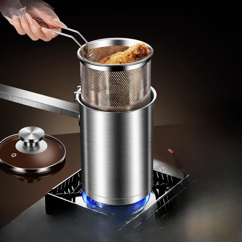 Induction Cooker Commercial - หม้อทอดสแตนเลส 304, หม้อพิเศษสำหรับทอดไก่ประหยัดน้ำมันในครัวเรือน, เทมปุระสำหรับการใช้งานเชิงพาณิชย์