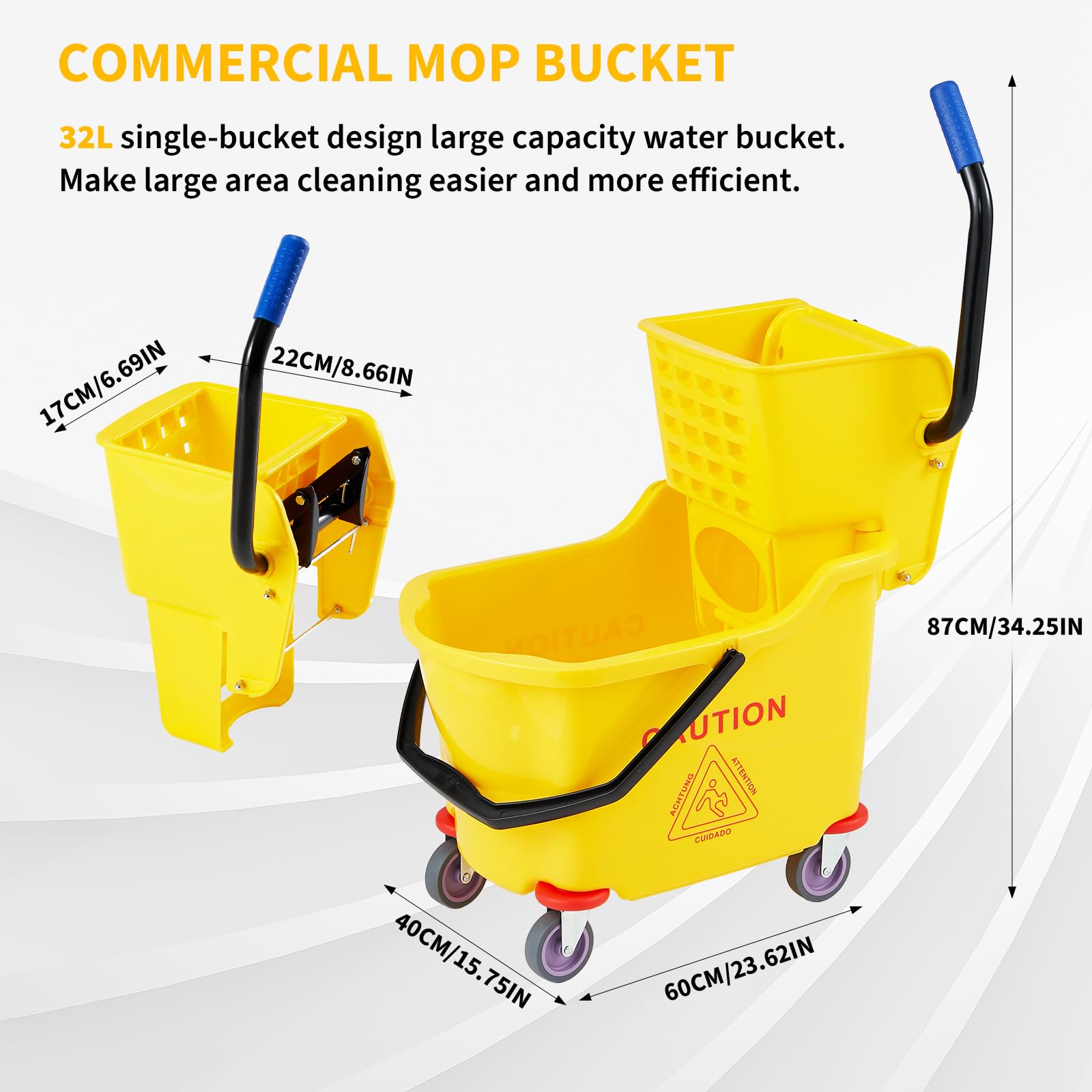 ถังถูพื้นแบบมีล้อพร้อมที่บีบน้ - Commercial Kitchen Floor บทวิจารณ์และราคา