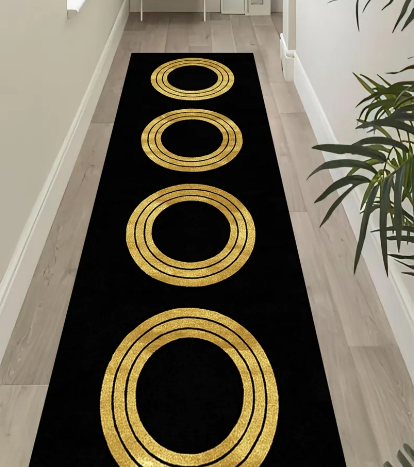 พรมปูพื้นลายกรีกสีดำทองหรูหรา  - Commercial Kitchen Floor บทวิจารณ์และราคา