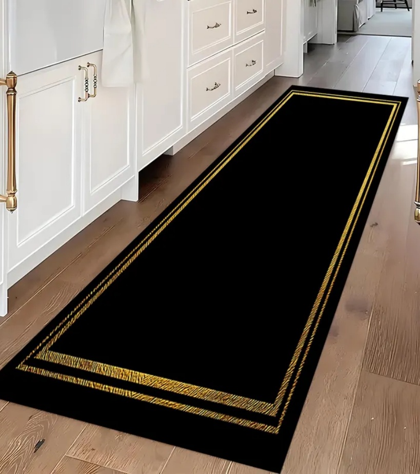 พรมปูพื้นลายกรีกสีดำทองหรูหรา  - Commercial Kitchen Floor บทวิจารณ์และราคา